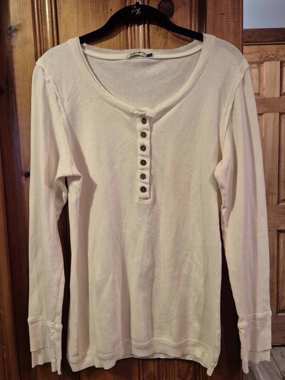 ❤️‍🔥 New Levi's Womens XL Waffle Knit Long Sleeve Thermal Cream Shirt